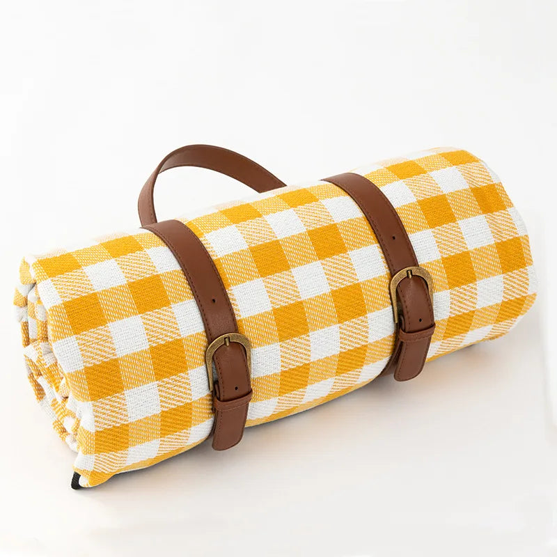 Foldable Waterproof Picnic Blanket with Plaid Design