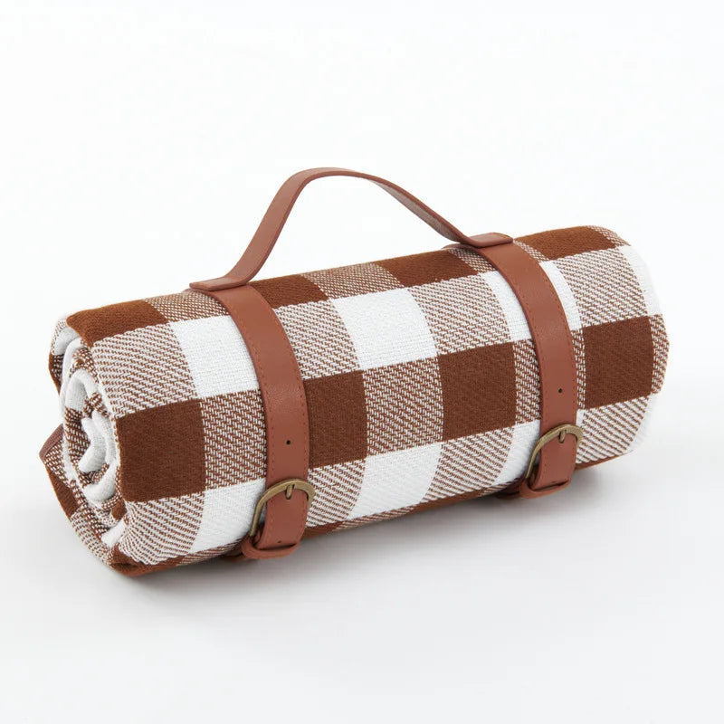 Foldable Waterproof Picnic Blanket with Plaid Design