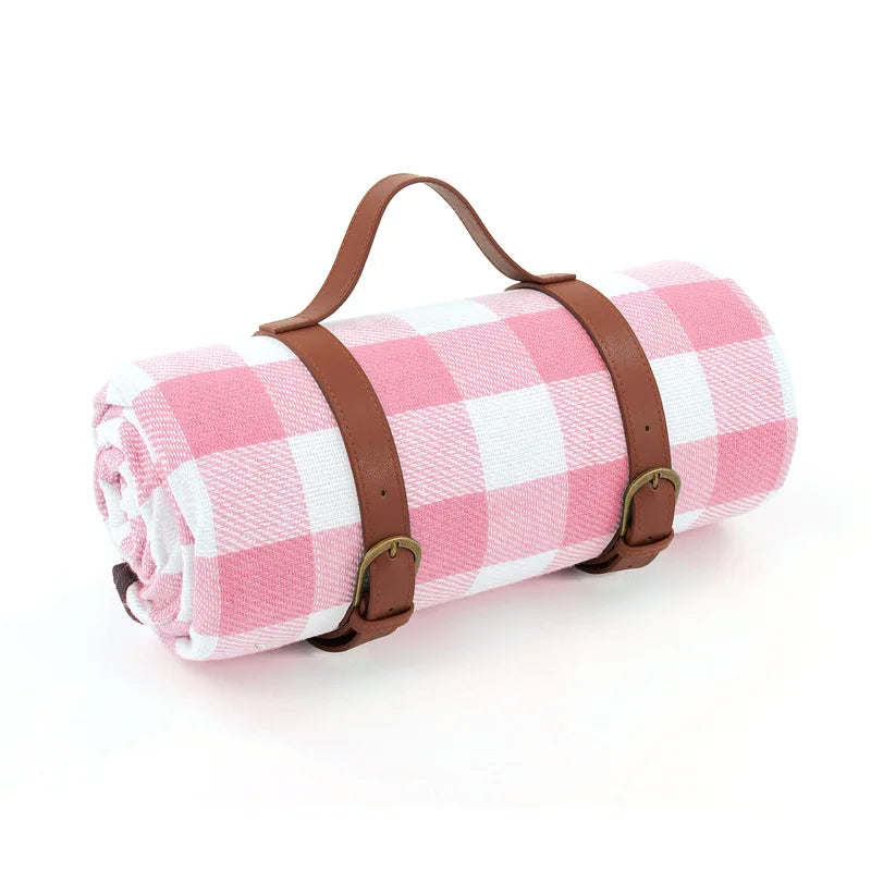 Foldable Waterproof Picnic Blanket with Plaid Design
