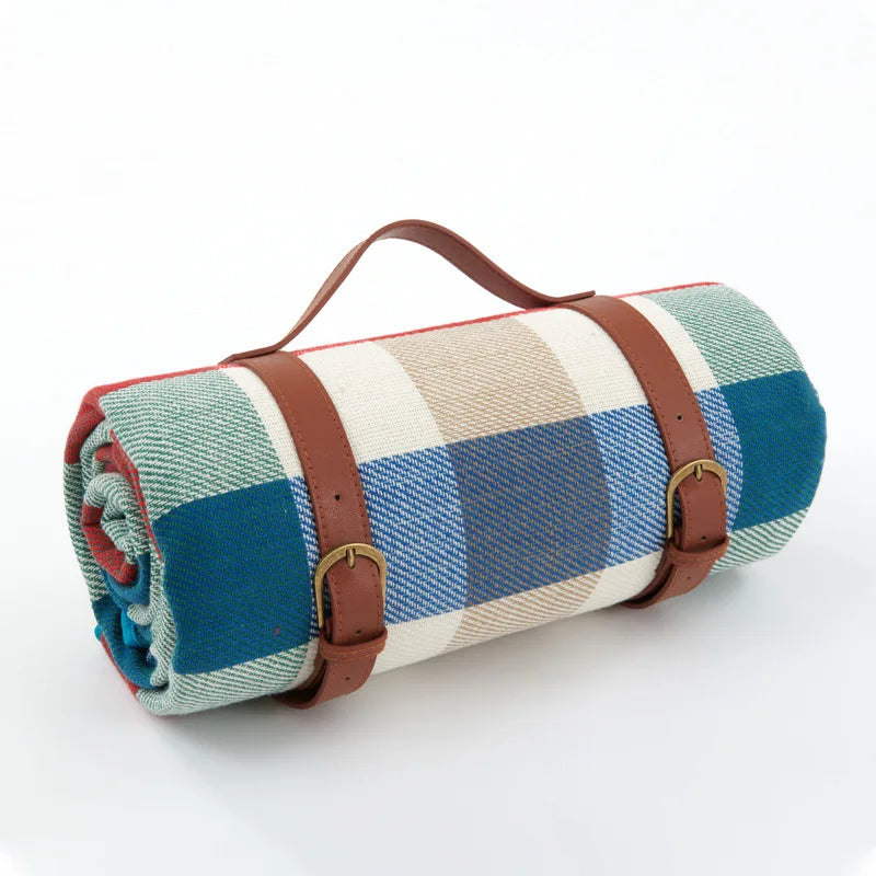 Foldable Waterproof Picnic Blanket with Plaid Design