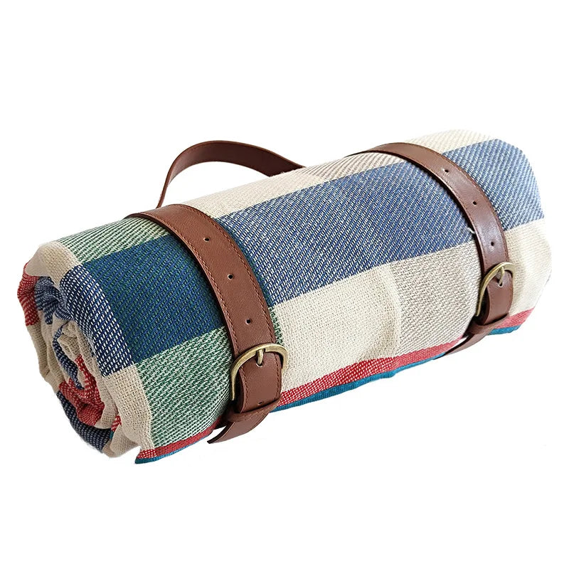 Foldable Waterproof Picnic Blanket with Plaid Design