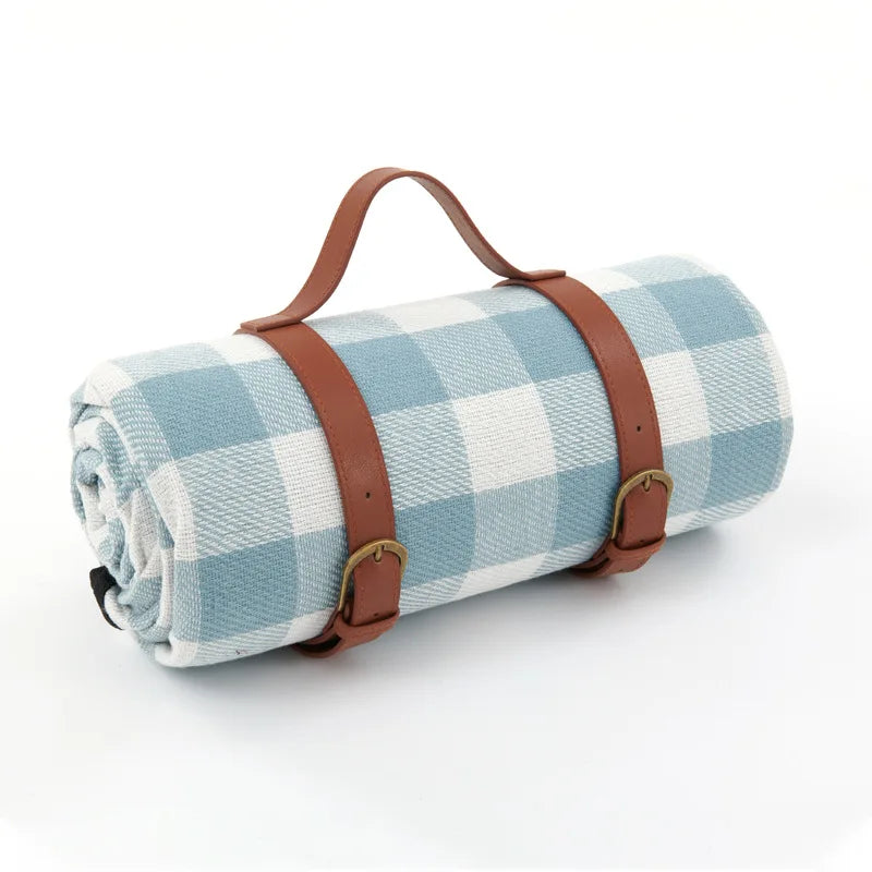 Foldable Waterproof Picnic Blanket with Plaid Design