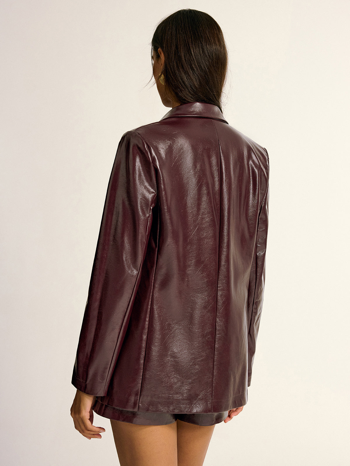 Paloma | PU Lapel Pocket Button Blazer