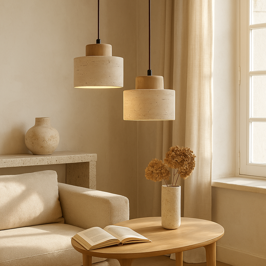 Pendrel | Travertine-Inspired Stone Pendant Light for Modern Homes