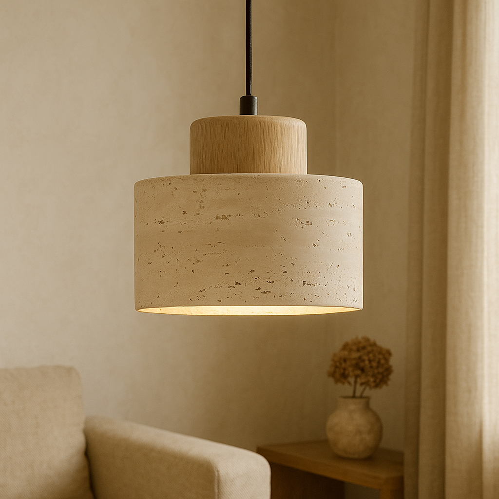 Pendrel | Travertine-Inspired Stone Pendant Light for Modern Homes