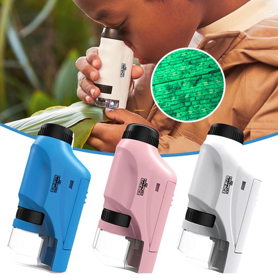 Mini Pocket Microscope – LED Light & 60x-120x Zoom for Kids Educational Exploration