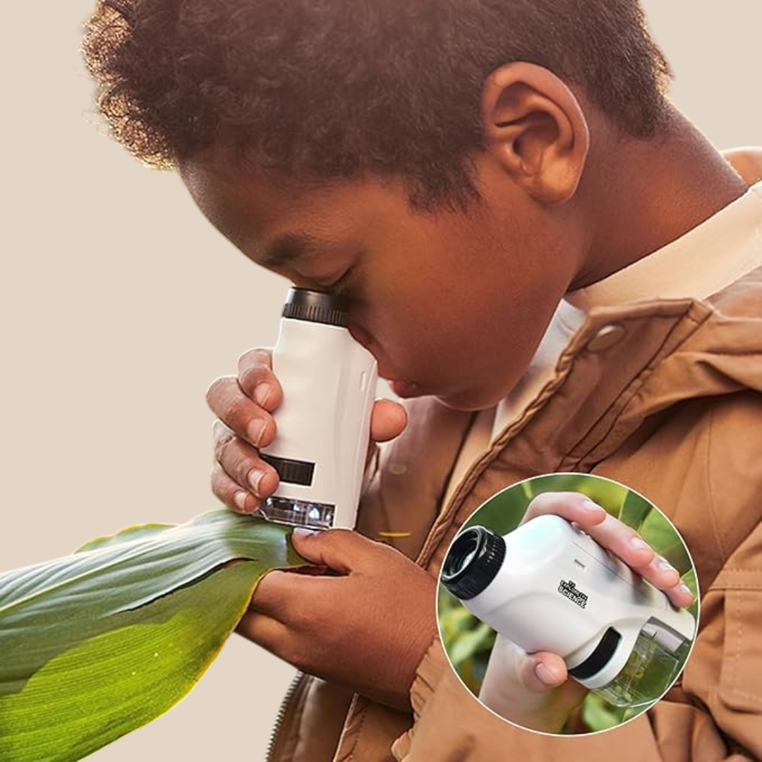 Mini Pocket Microscope – LED Light & 60x-120x Zoom for Kids Educational Exploration