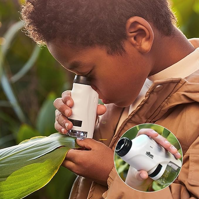 Mini Pocket Microscope – LED Light & 60x-120x Zoom for Kids Educational Exploration