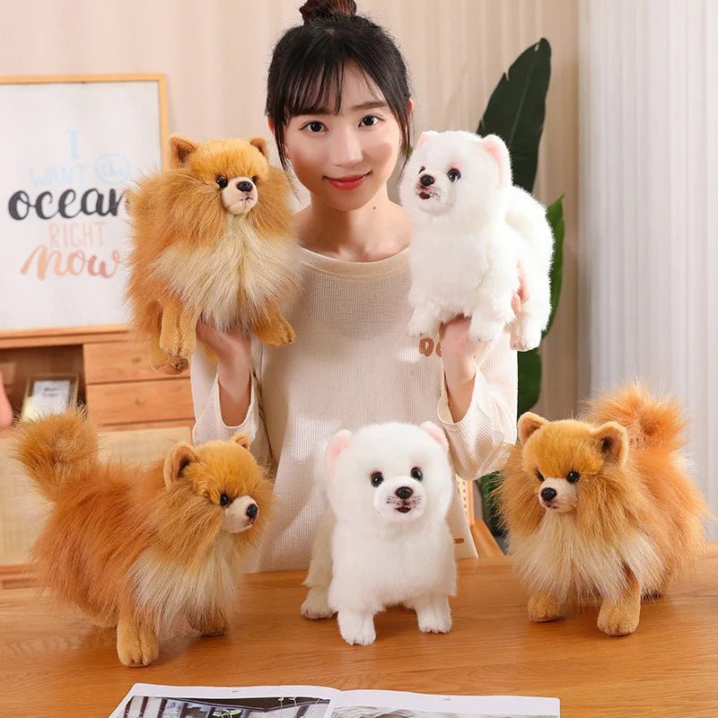 Premium Plush Pomeranian Stuffed Animal – Soft Realistic Dog Plushies for Kids, 12 Inches Tall