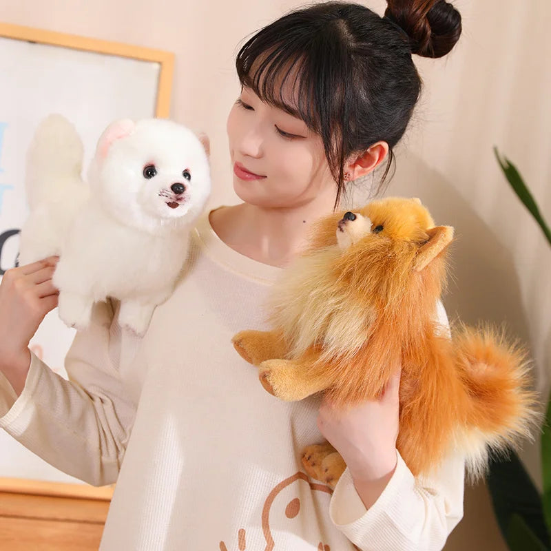 Premium Plush Pomeranian Stuffed Animal – Soft Realistic Dog Plushies for Kids, 12 Inches Tall