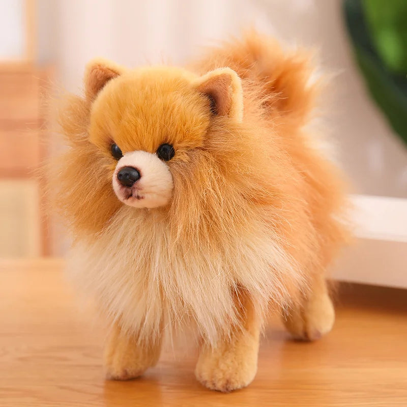 Premium Plush Pomeranian Stuffed Animal – Soft Realistic Dog Plushies for Kids, 12 Inches Tall