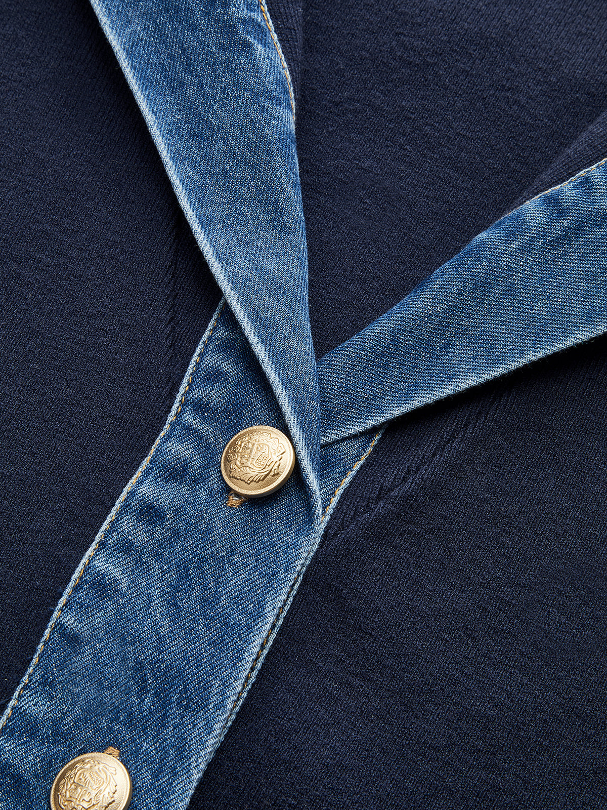 Racy | Denim Sailor Collar Knit Outerwear