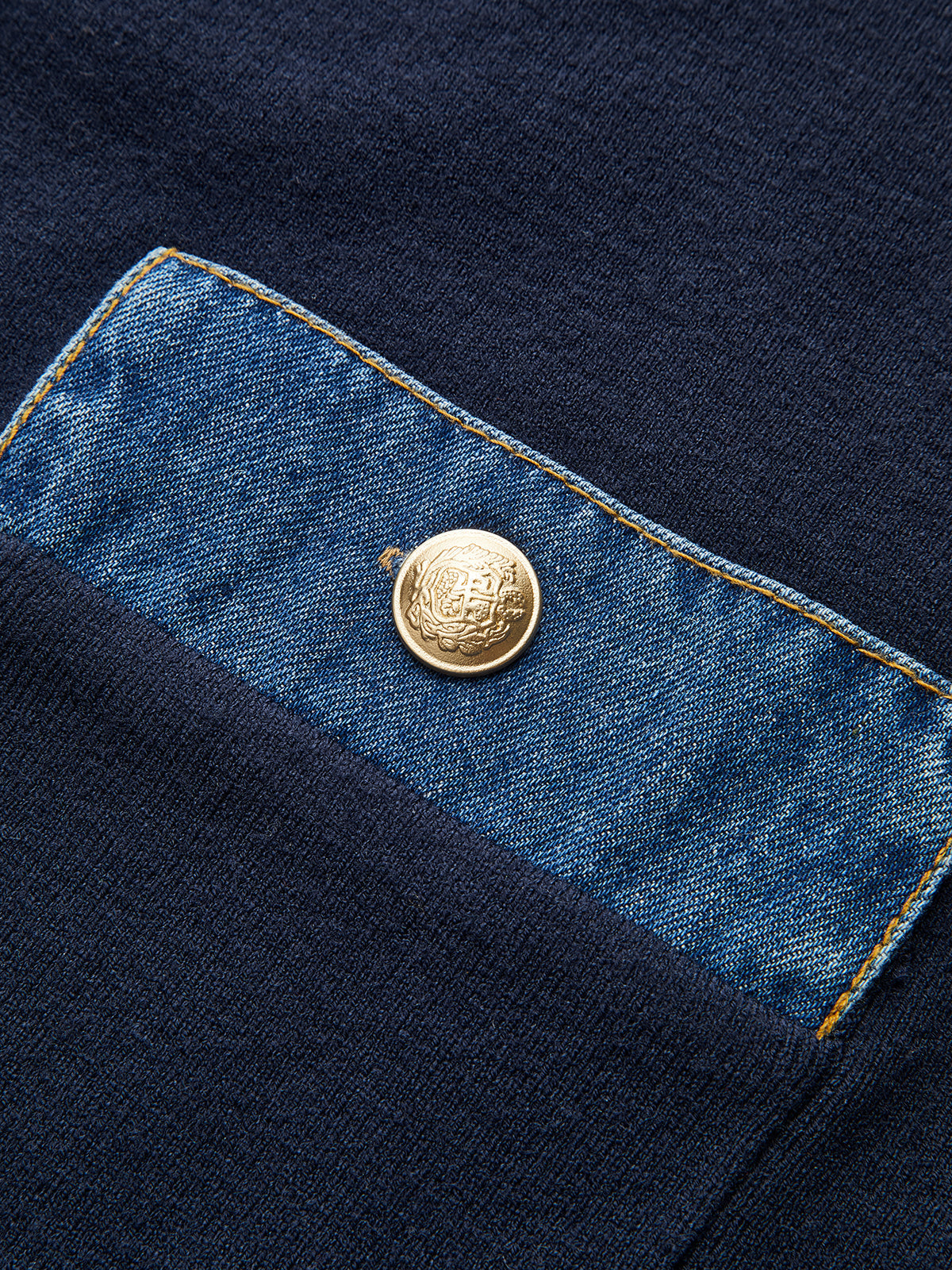 Racy | Denim Sailor Collar Knit Outerwear