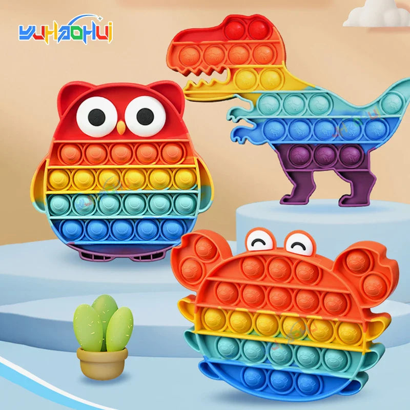Rainbow Pop Fidget Toy – Silicone Sensory Toy for Stress Relief, Focus, and Play for Kids and Adults