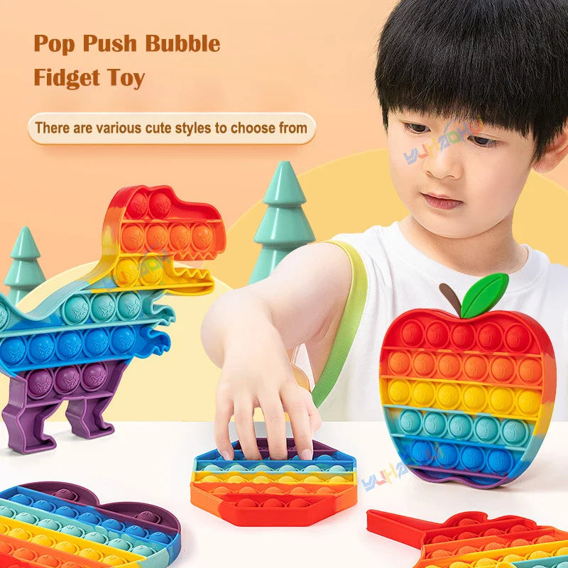 Rainbow Pop Fidget Toy – Silicone Sensory Toy for Stress Relief, Focus, and Play for Kids and Adults