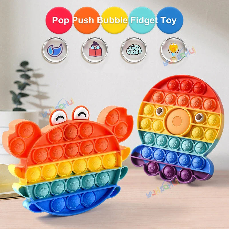 Rainbow Pop Fidget Toy – Silicone Sensory Toy for Stress Relief, Focus, and Play for Kids and Adults