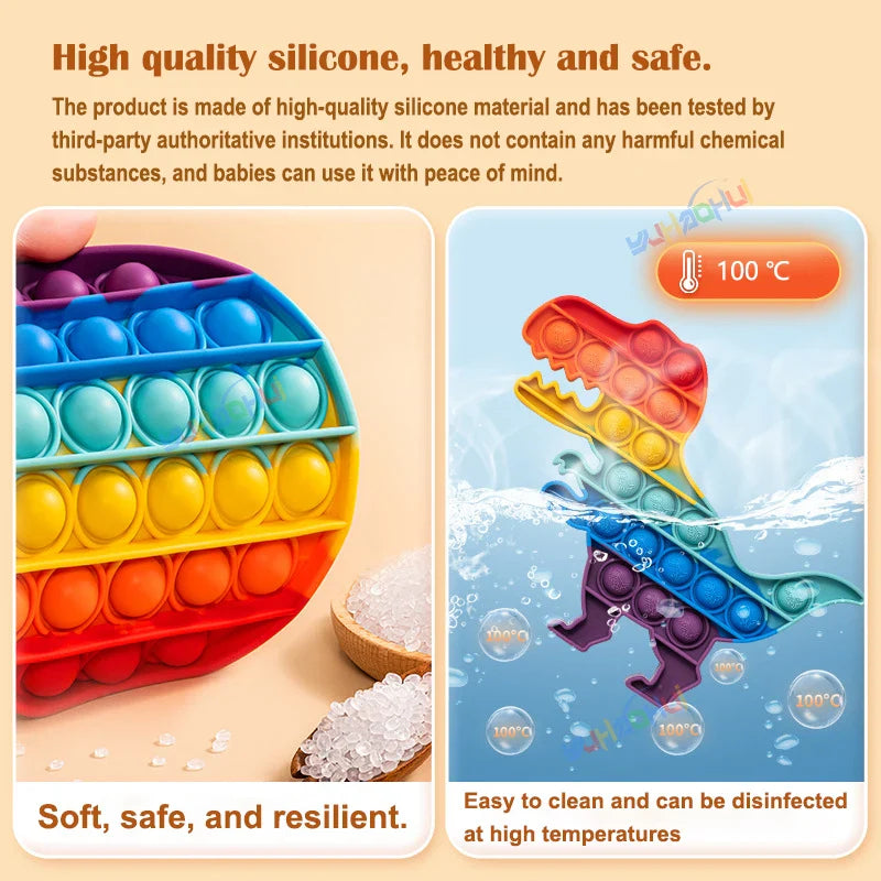 Rainbow Pop Fidget Toy – Silicone Sensory Toy for Stress Relief, Focus, and Play for Kids and Adults