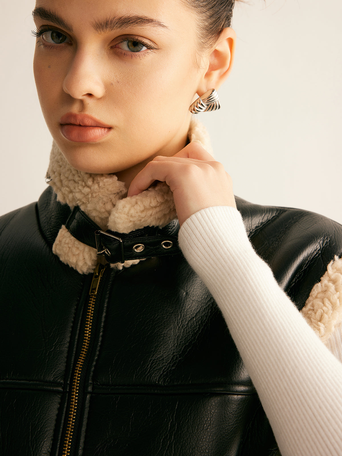 Rylie | Cozy Teddy Lined PU Leather Vest