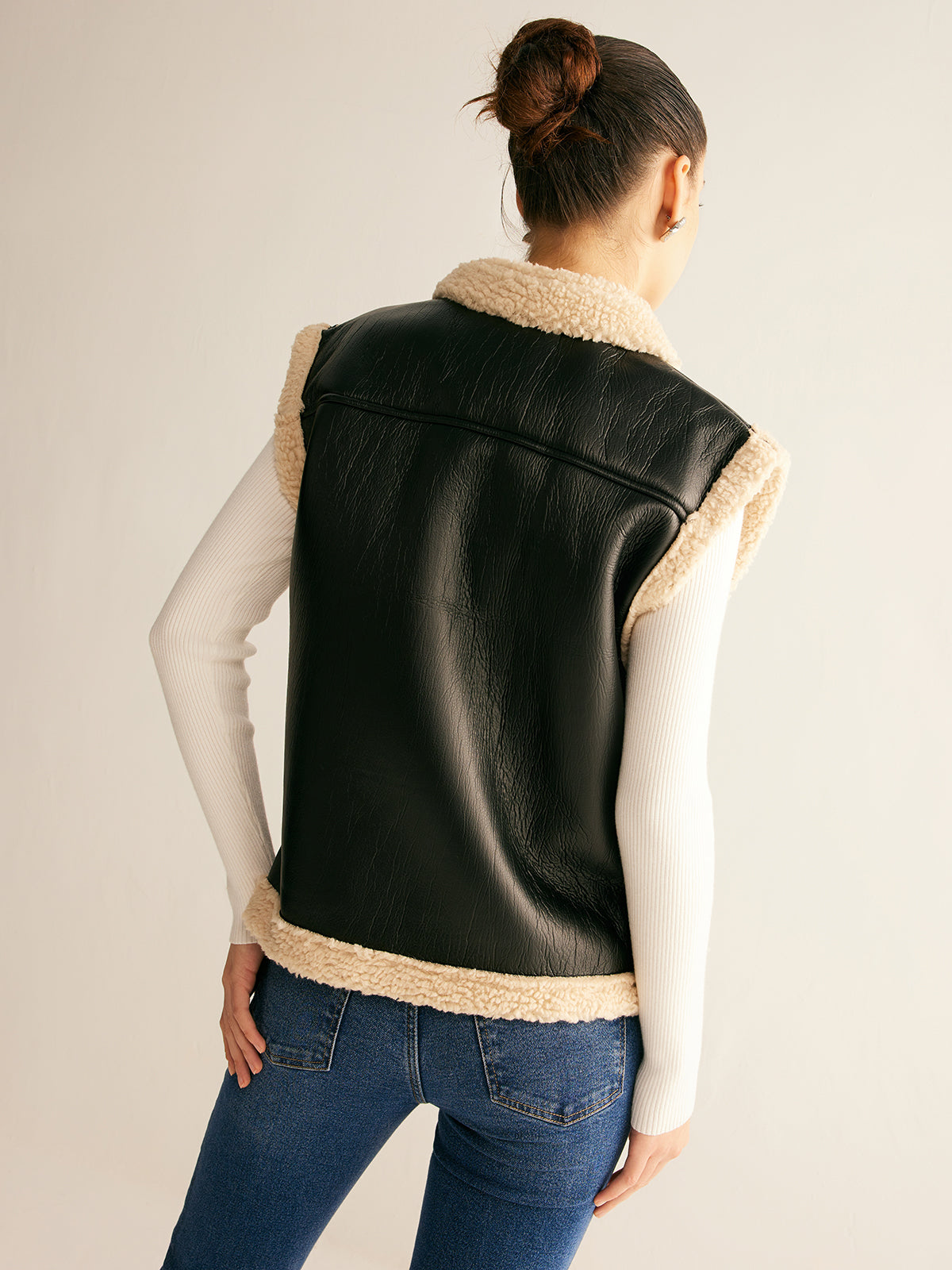 Rylie | Cozy Teddy Lined PU Leather Vest