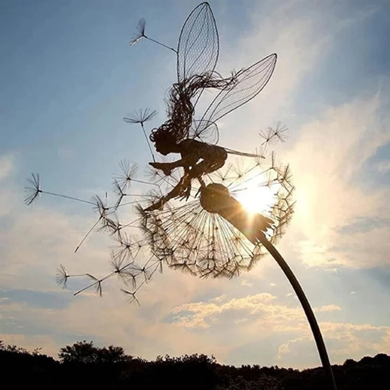 Enchanting Metal Fairy Garden Sculpture – Durable Outdoor Ornament for Magical Garden Decor