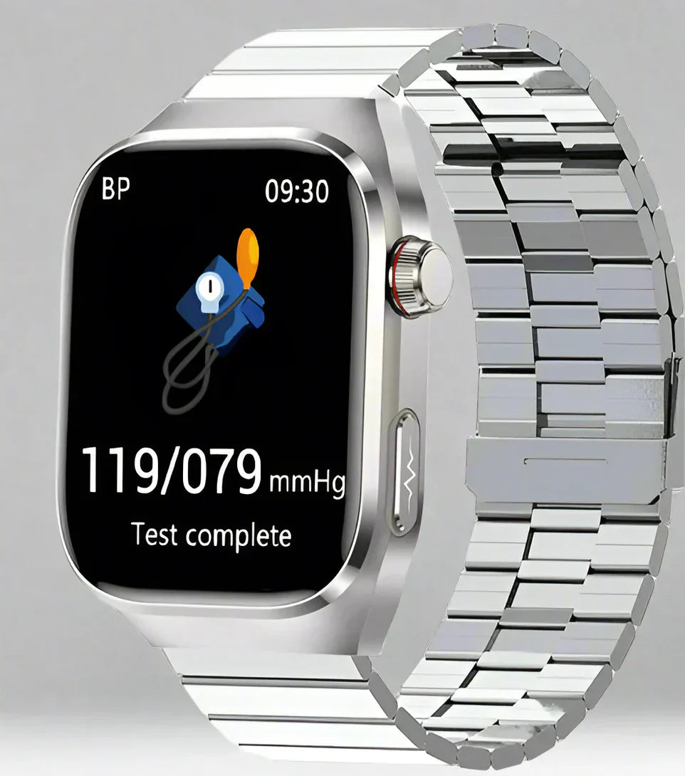 Health Smartwatch with ECG & Blood Sugar Monitoring – 2.04-Inch AMOLED Display & Waterproof Design