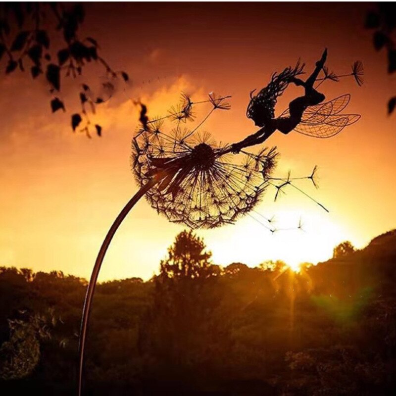 Enchanting Metal Fairy Garden Sculpture – Durable Outdoor Ornament for Magical Garden Decor