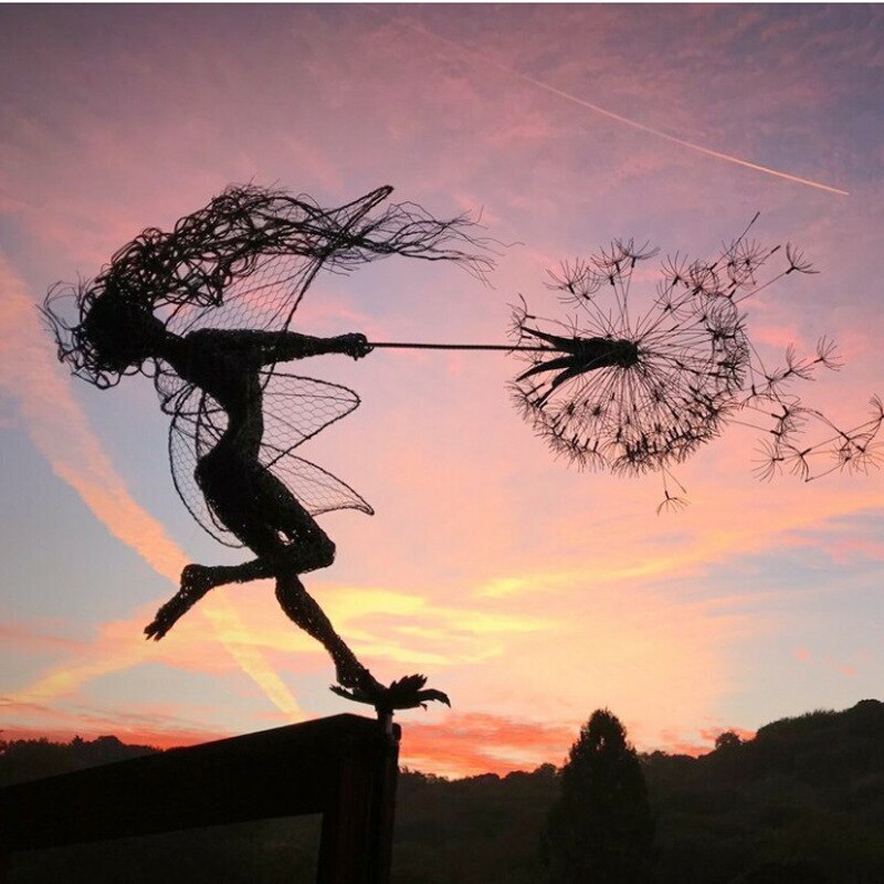 Enchanting Metal Fairy Garden Sculpture – Durable Outdoor Ornament for Magical Garden Decor