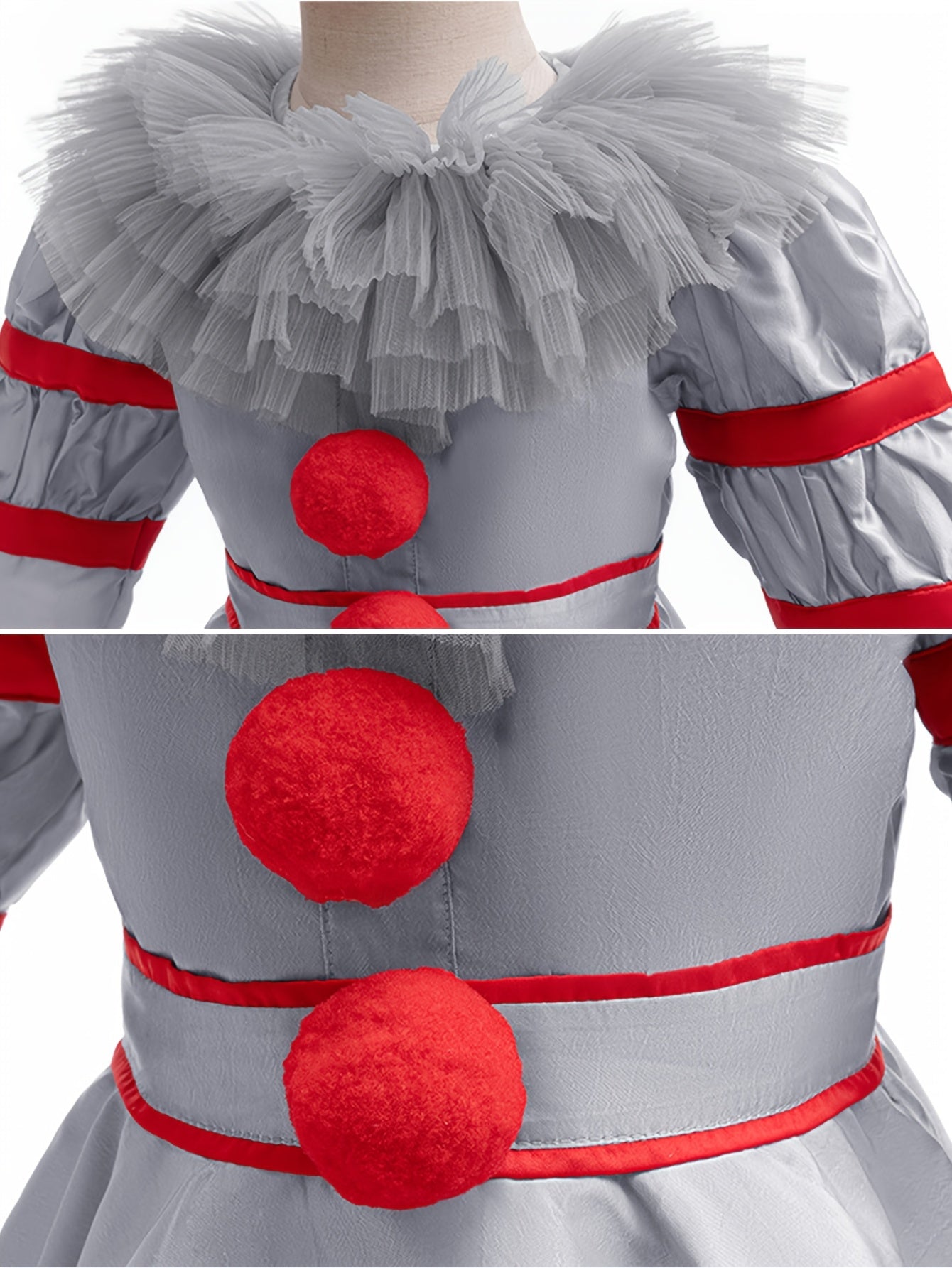 Scary Clown Halloween Costume Set | Long Sleeve Jumpsuit with Gloves