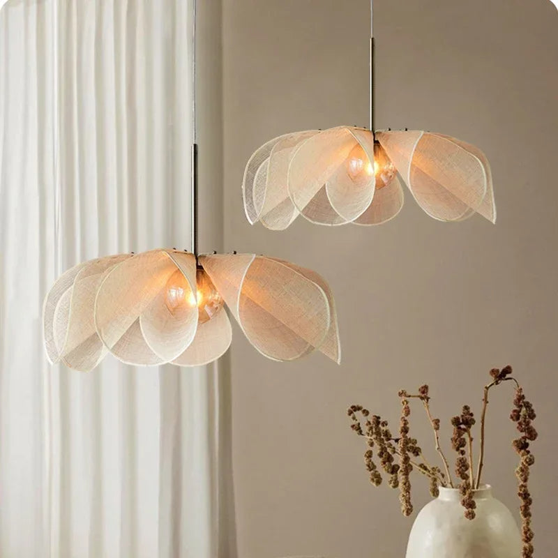 Sculptural | Fabric Hanging Lamp with Vintage Elegance