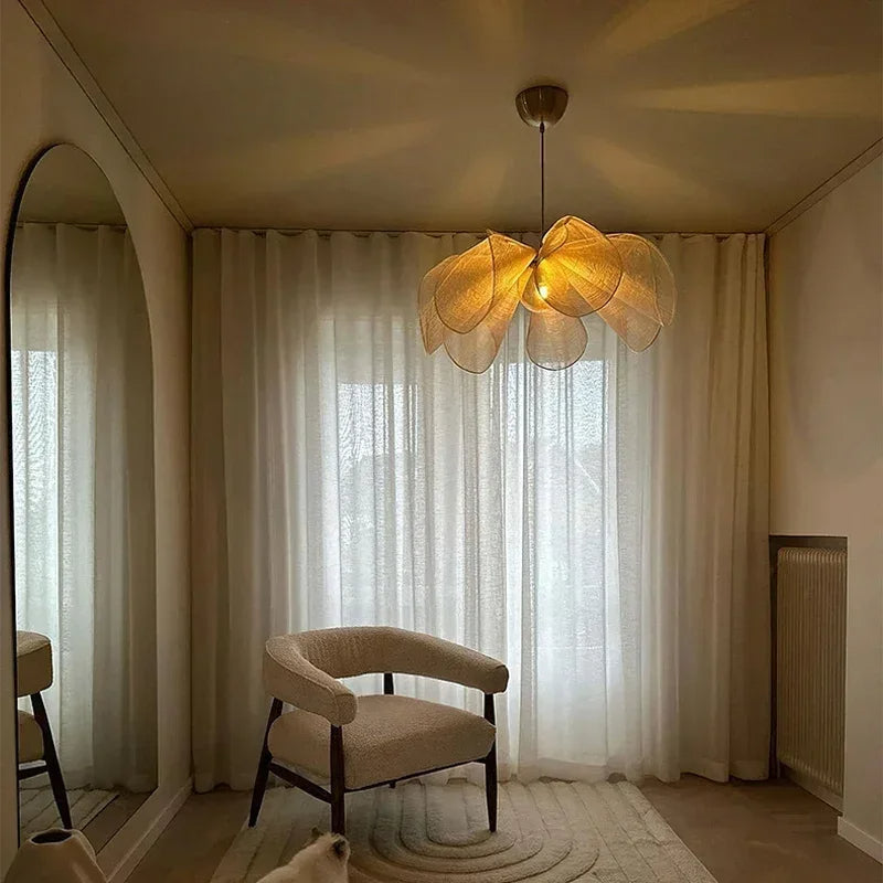 Sculptural | Fabric Hanging Lamp with Vintage Elegance
