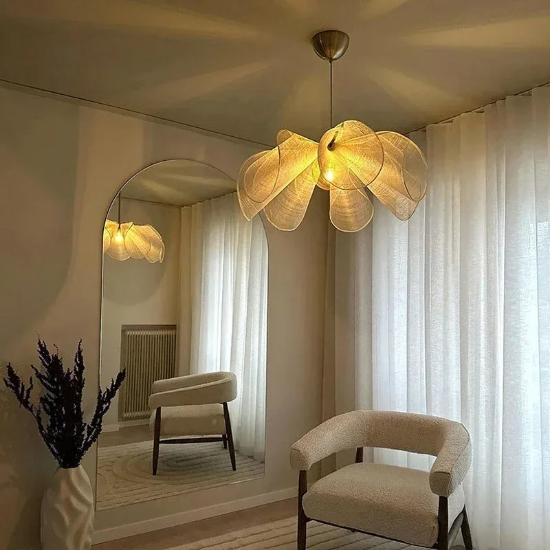 Sculptural | Fabric Hanging Lamp with Vintage Elegance