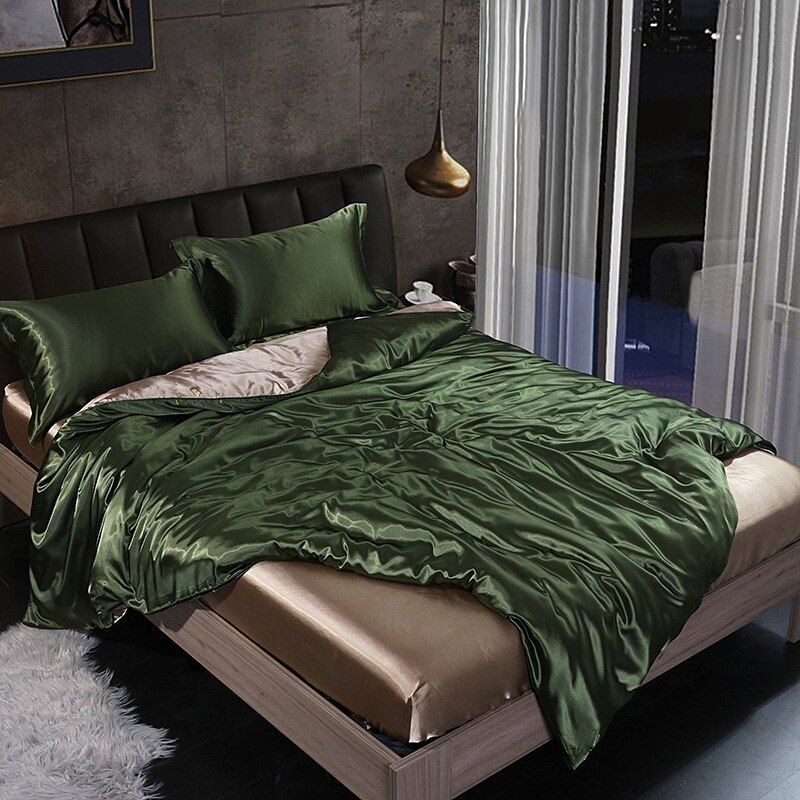 LuxeWeave | 4-Piece Premium Silk Bedding Set for Elegant Comfort