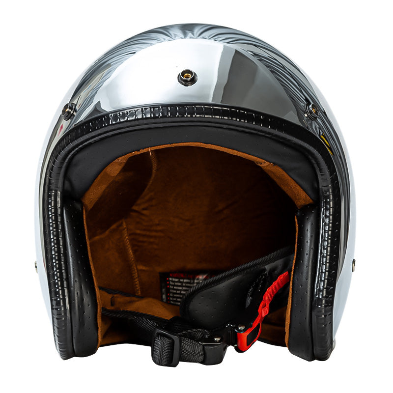 Silver Retro Motorcycle Helmet DOT ECE Certified Ergonomic Design