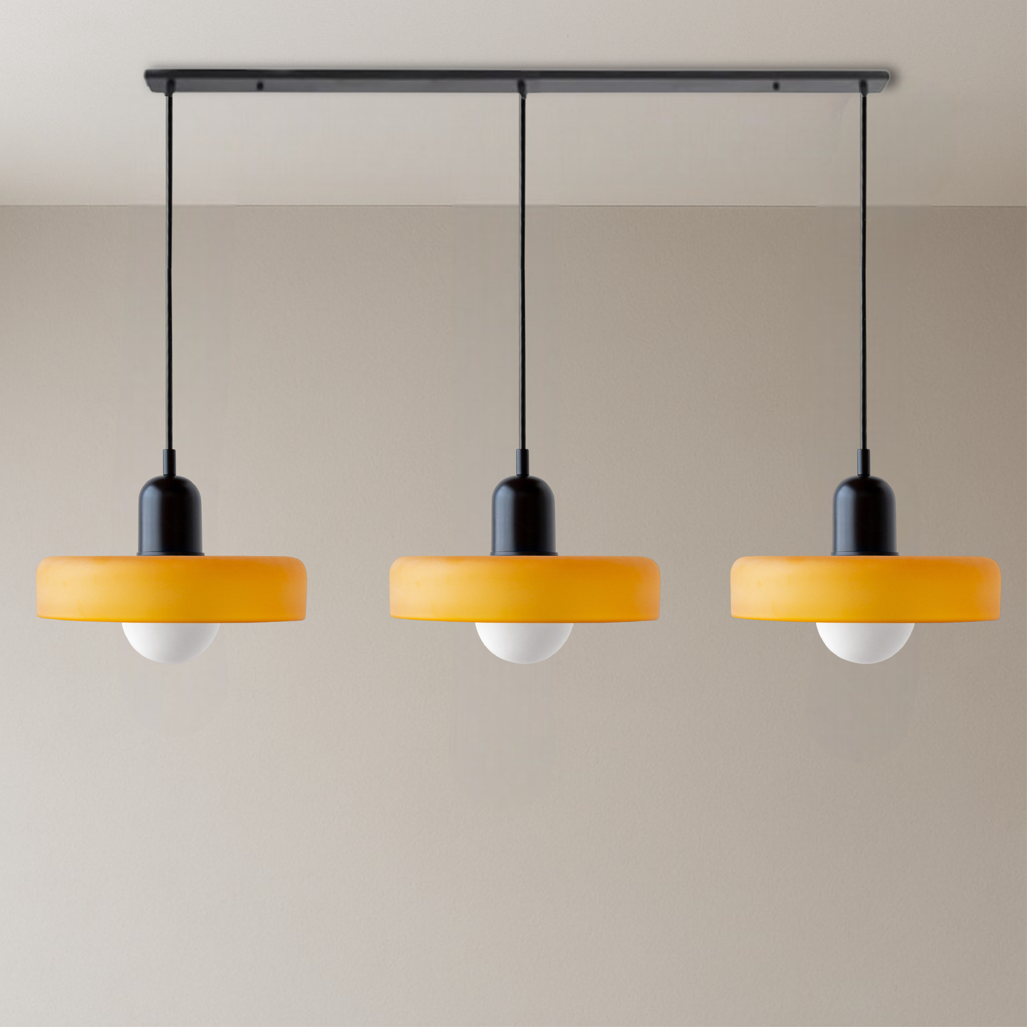 SoftGlow | 3-head Bauhaus Colored Glass Pendant Lamp for Modern Interior