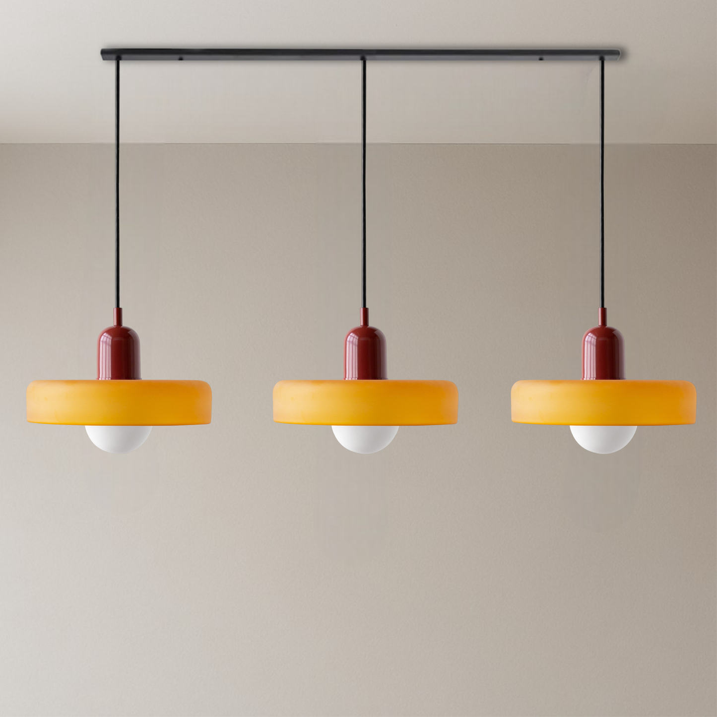 SoftGlow | 3-head Bauhaus Colored Glass Pendant Lamp for Modern Interior