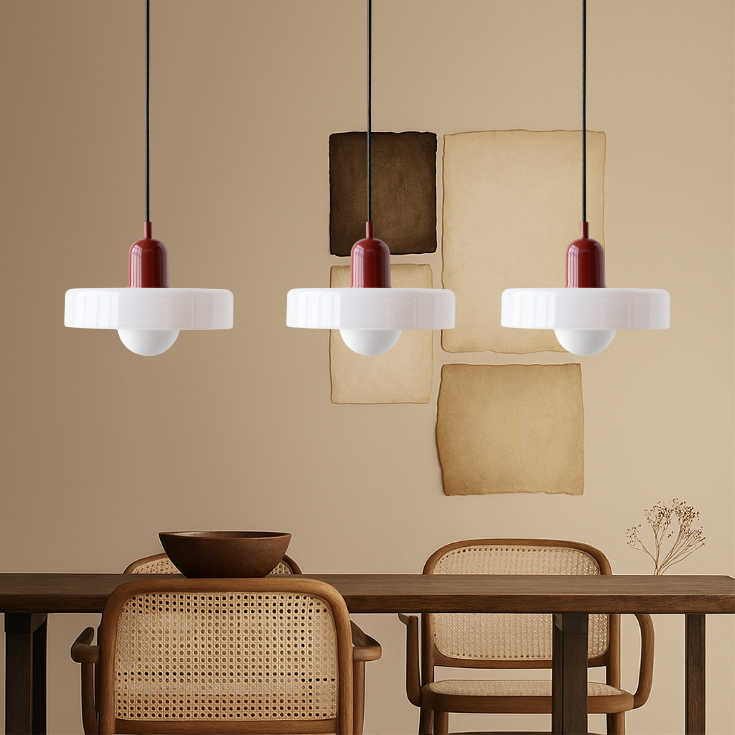 SoftGlow | 3-head Bauhaus Colored Glass Pendant Lamp for Modern Interior