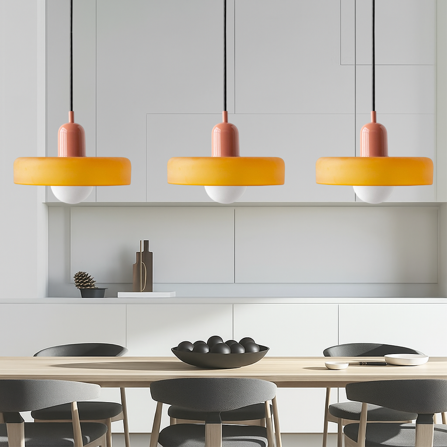 SoftGlow | 3-head Bauhaus Colored Glass Pendant Lamp for Modern Interior