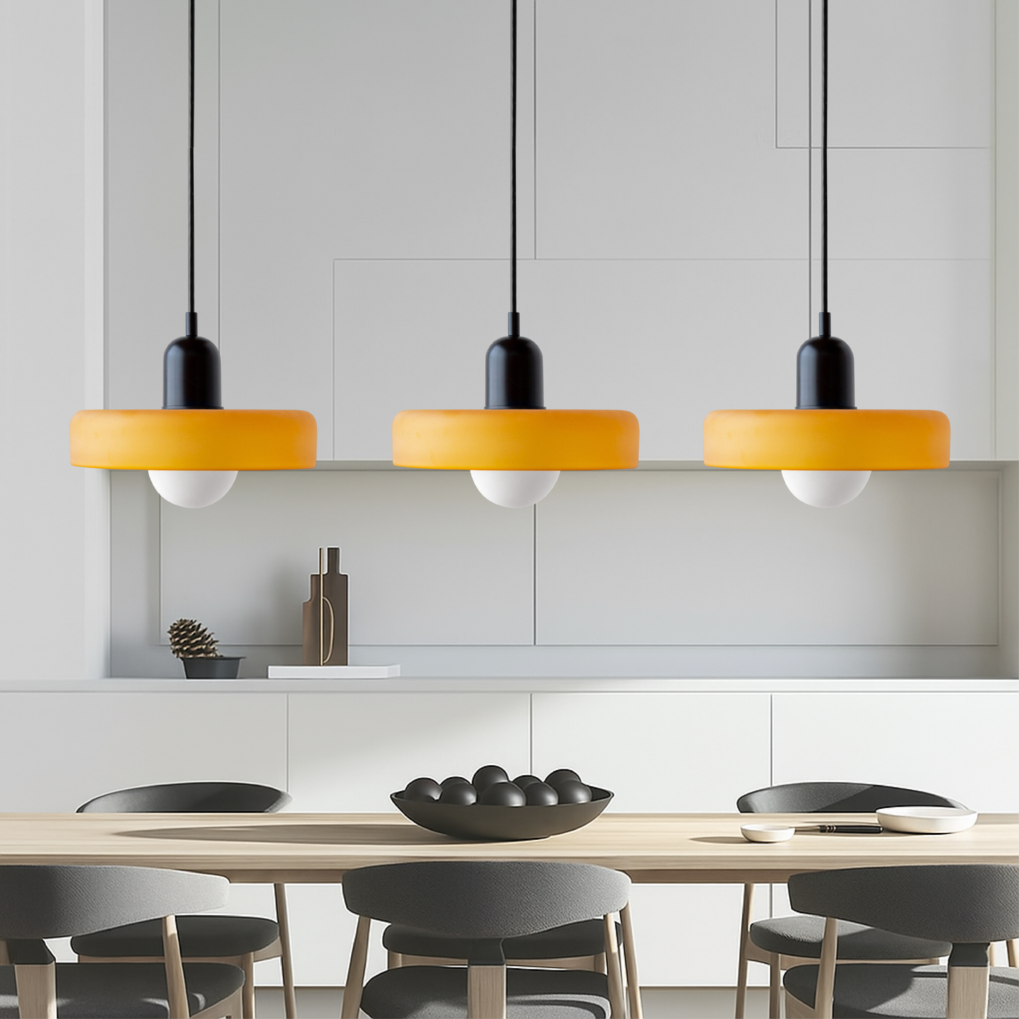 SoftGlow | 3-head Bauhaus Colored Glass Pendant Lamp for Modern Interior