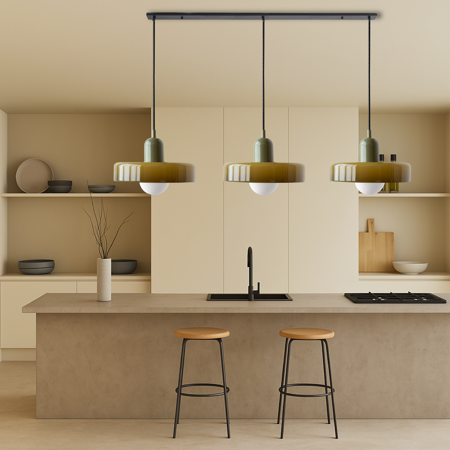 SoftGlow | 3-head Bauhaus Colored Glass Pendant Lamp for Modern Interior