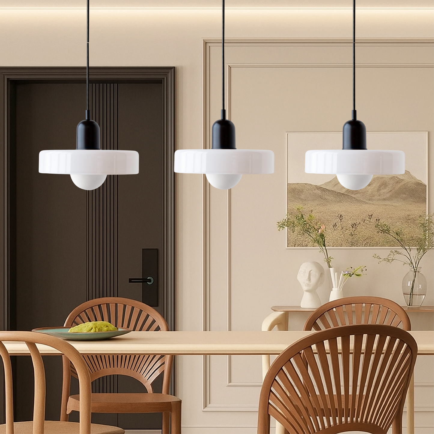 SoftGlow | 3-head Bauhaus Colored Glass Pendant Lamp for Modern Interior