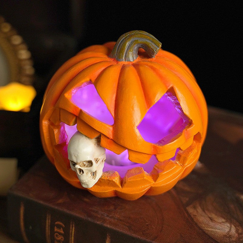 Spooky Jack O’Lantern – Realistic Skull Halloween Prop Decoration Piece