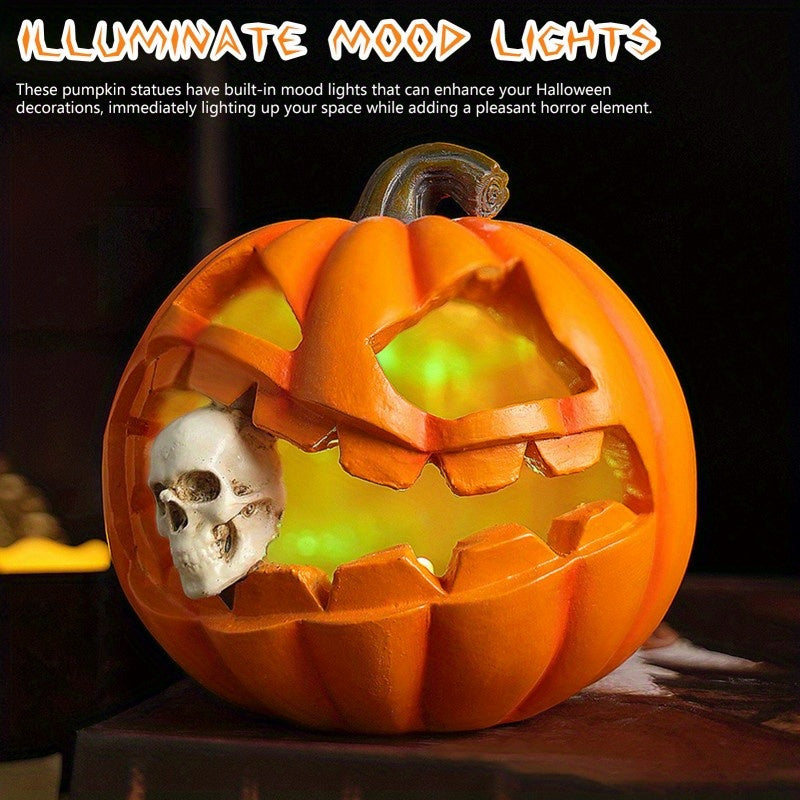 Spooky Jack O’Lantern – Realistic Skull Halloween Prop Decoration Piece
