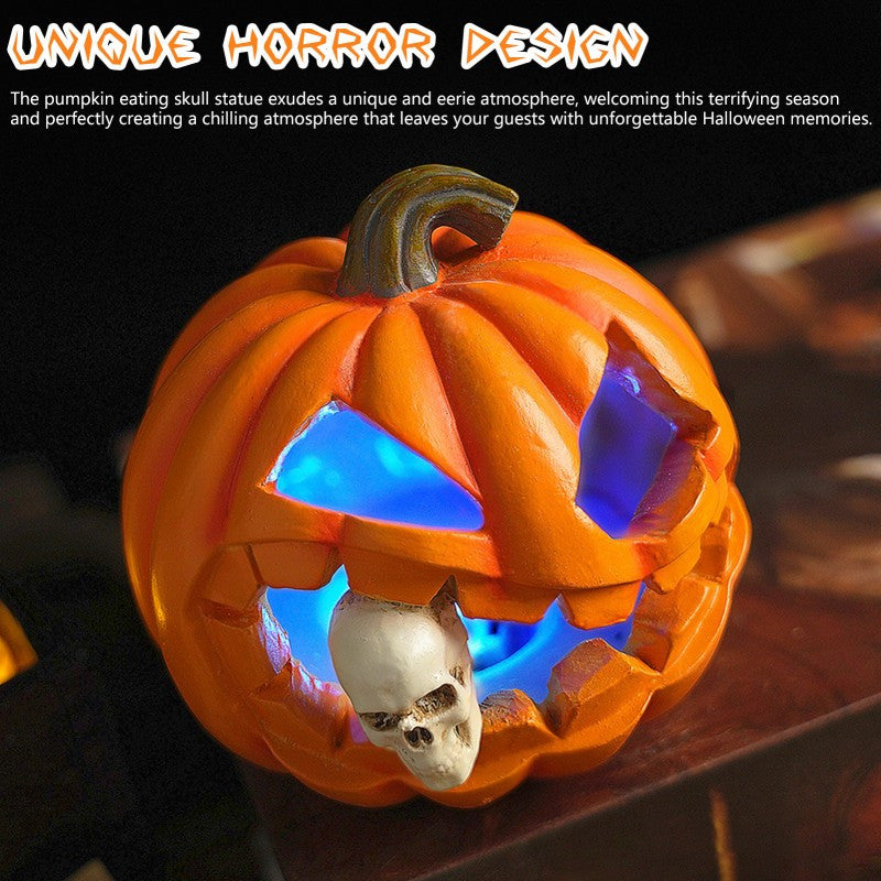 Spooky Jack O’Lantern – Realistic Skull Halloween Prop Decoration Piece