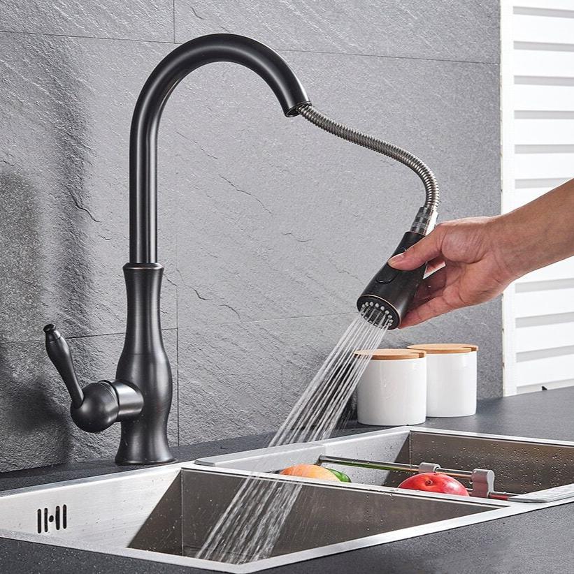 Stainless Steel Kitchen Faucet with Pull-Out Sprayer - Modern Extendable Sink Faucet for Easy Access and Convenient Use