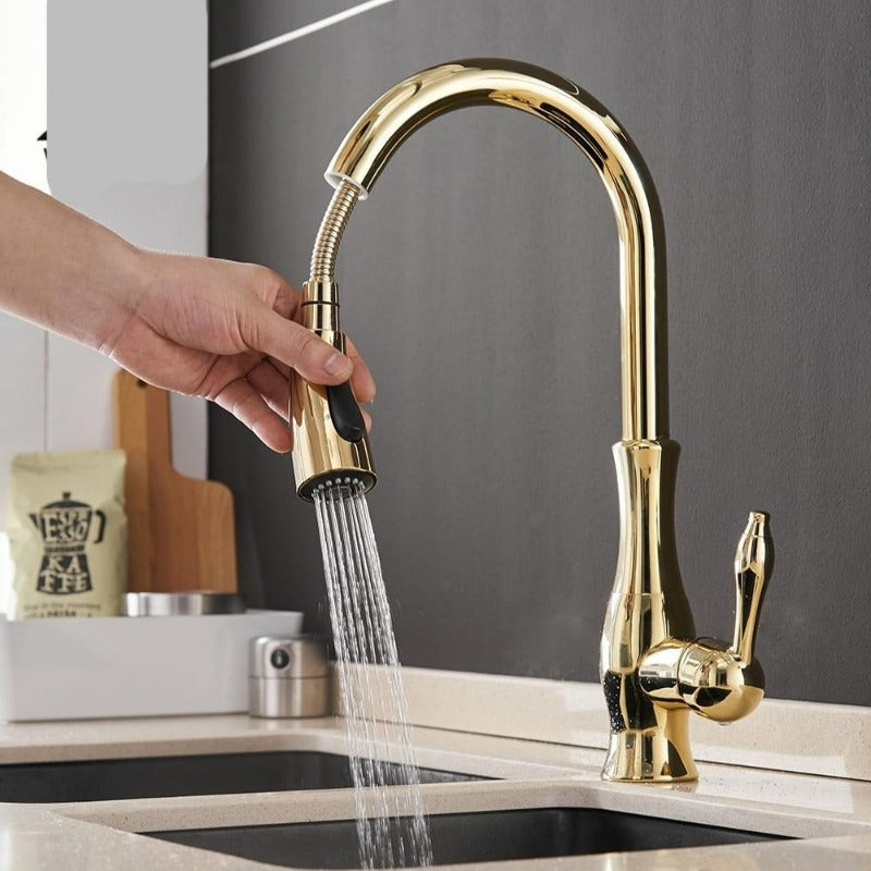 Stainless Steel Kitchen Faucet with Pull-Out Sprayer - Modern Extendable Sink Faucet for Easy Access and Convenient Use