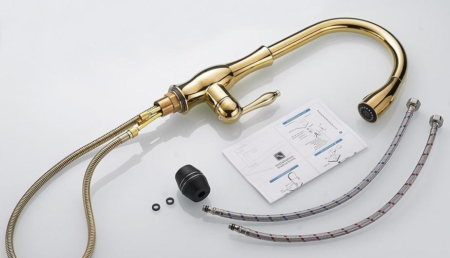 Stainless Steel Kitchen Faucet with Pull-Out Sprayer - Modern Extendable Sink Faucet for Easy Access and Convenient Use