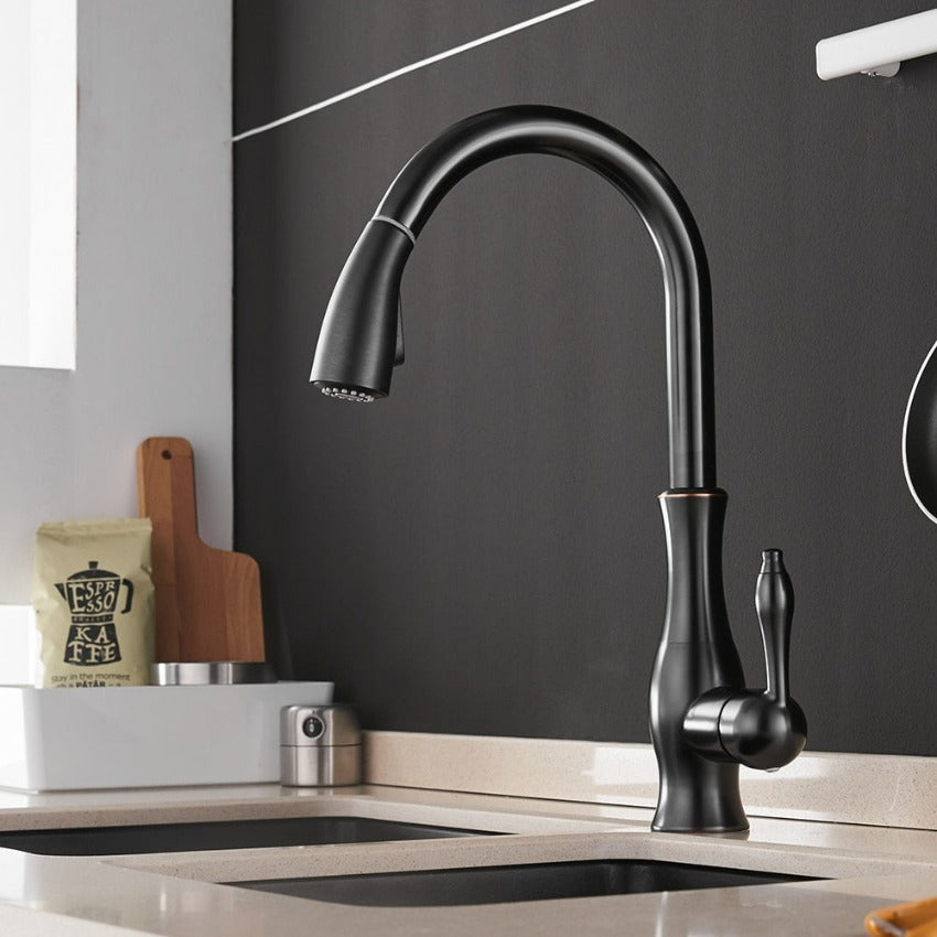 Stainless Steel Kitchen Faucet with Pull-Out Sprayer - Modern Extendable Sink Faucet for Easy Access and Convenient Use