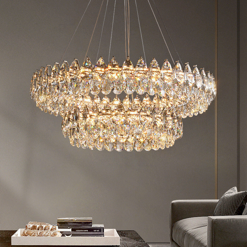 StarkGlow | Sculptural Crystal Ring Chandelier