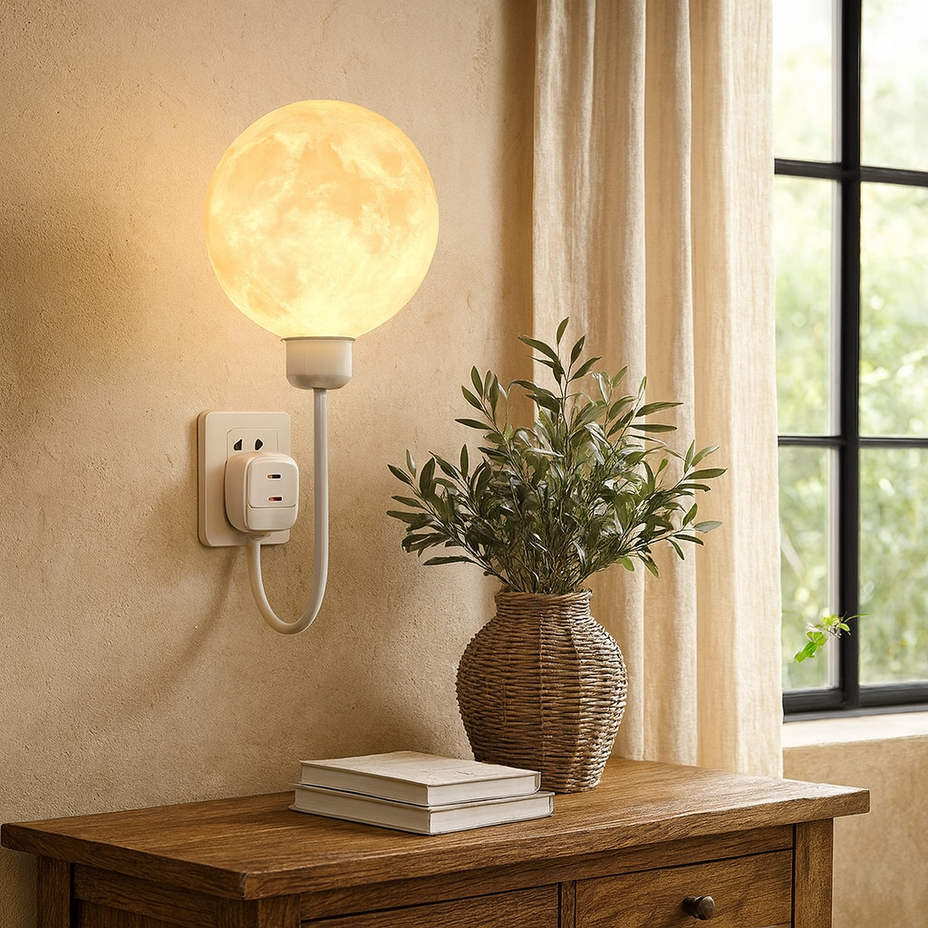 StoneGlow | Plug-in Moon Wall Lamp for Nostalgic Interior