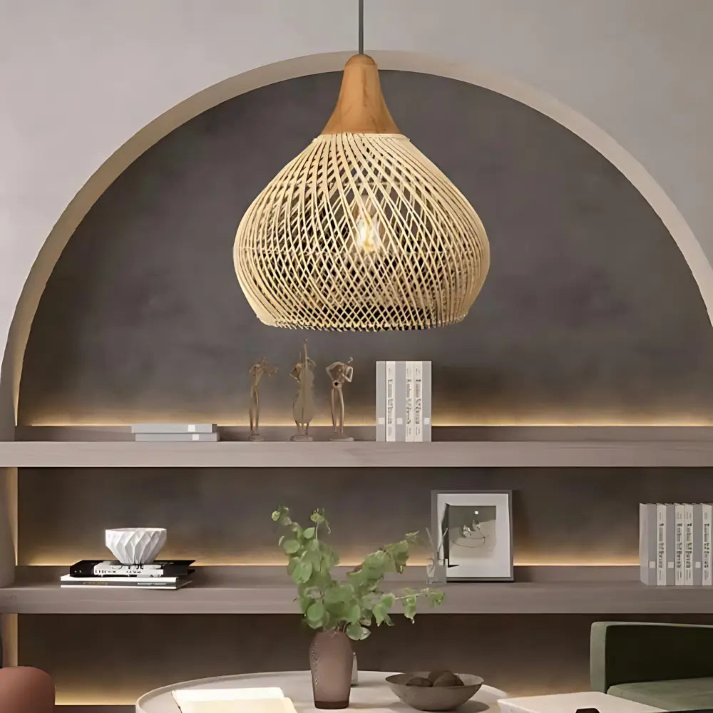 WovenDawn – Artisan Rattan Light Fixture with Sun-Kissed Organic Design
